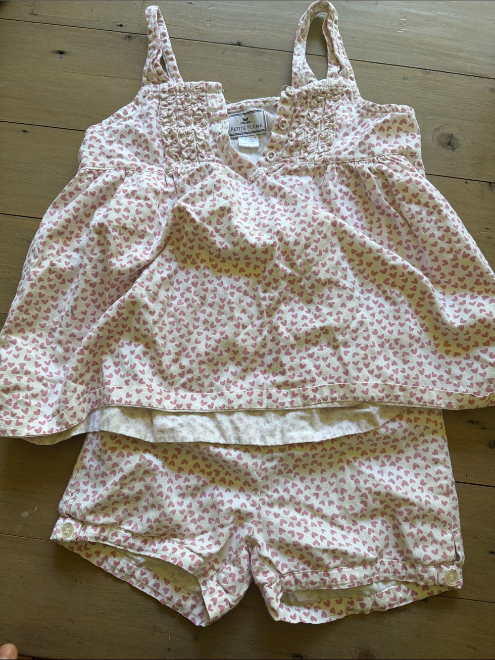 Petite Plume Pink Heart-Print Girls' Pajama Set